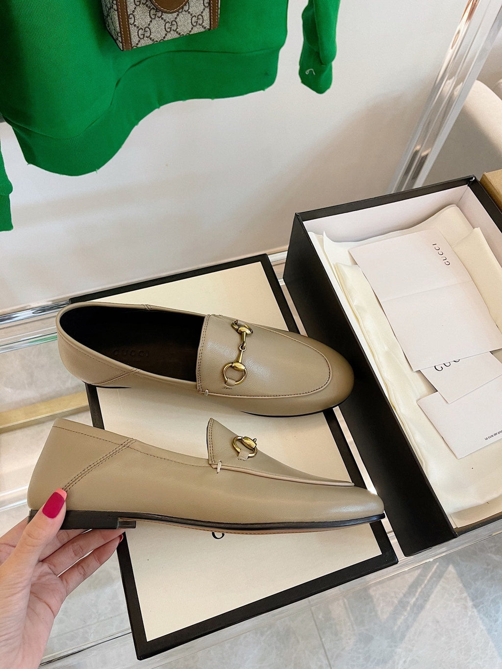 GUCCI LOAFERS MULES BEIGE