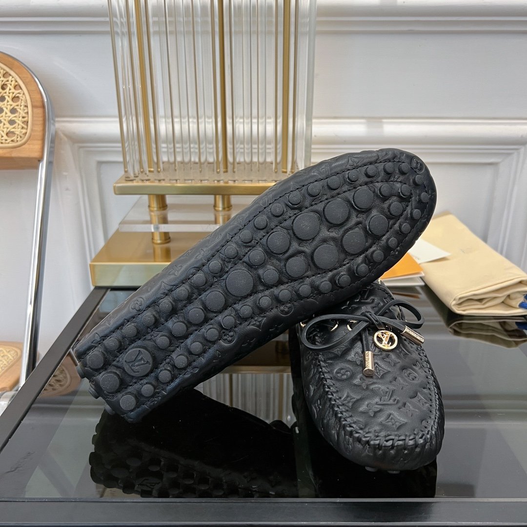 LOUIS VUITTON LV GLORIA FLAT LOAFER LOGO STAMPING BLACK