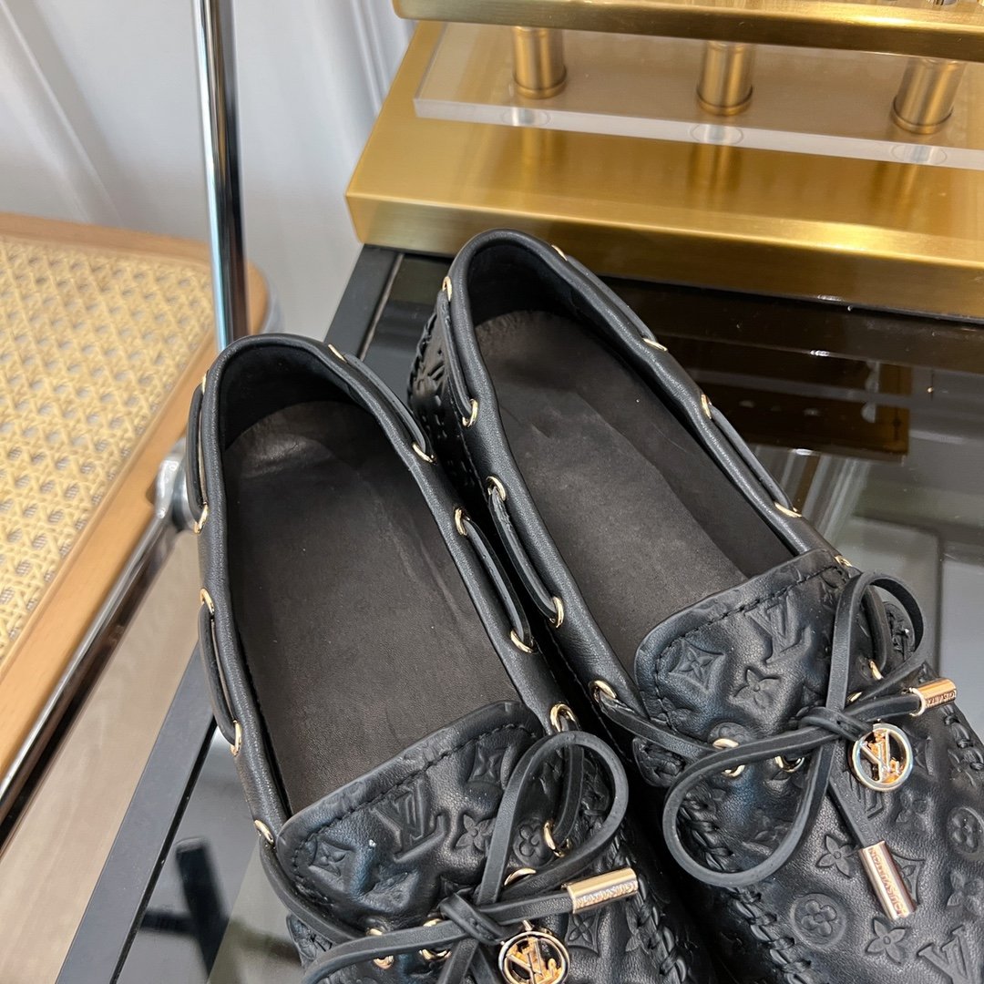 LOUIS VUITTON LV GLORIA FLAT LOAFER LOGO STAMPING BLACK
