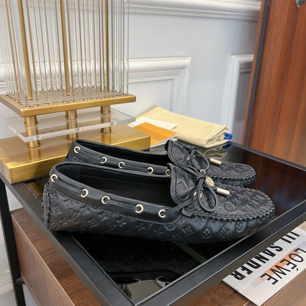 LOUIS VUITTON LV GLORIA FLAT LOAFER LOGO STAMPING BLACK