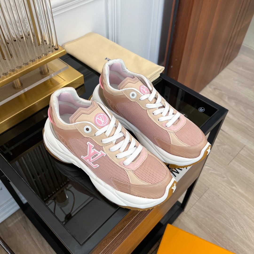 LOUIS VUITTON LV RUN 55 SNEAKER PINK BROWN