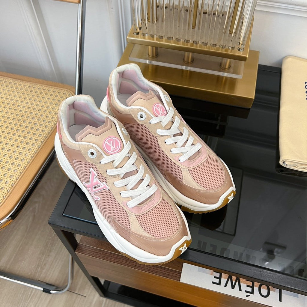 LOUIS VUITTON LV RUN 55 SNEAKER PINK BROWN
