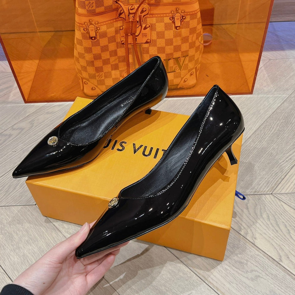 LOUIS VUITTON LV SINGLE LOW HEEL PUMP SHINY BLACK