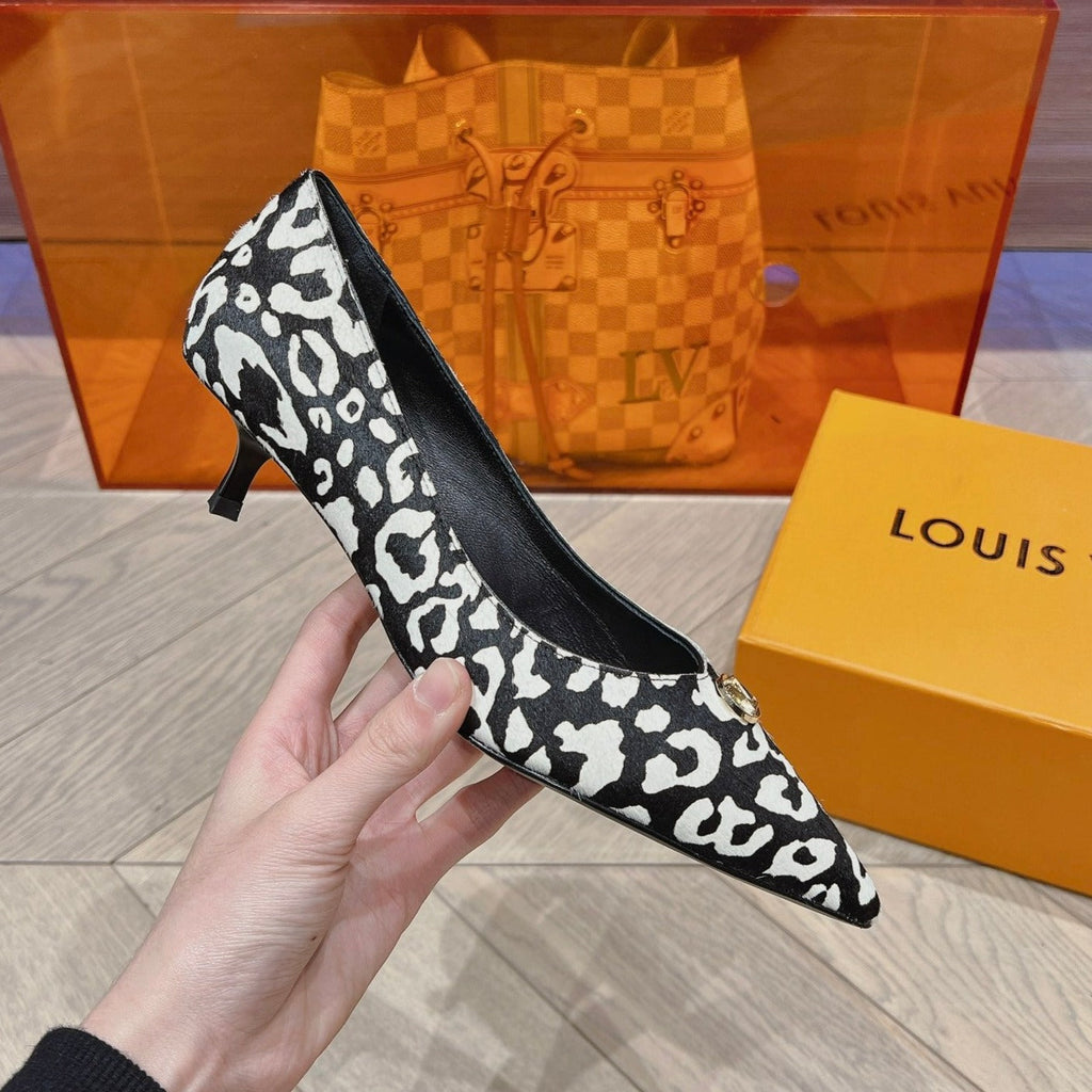 LOUIS VUITTON LV SINGLE LOW HEEL PUMP WHITE LEOPARD