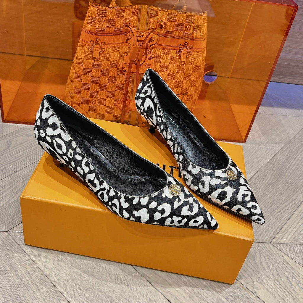 LOUIS VUITTON LV SINGLE LOW HEEL PUMP WHITE LEOPARD
