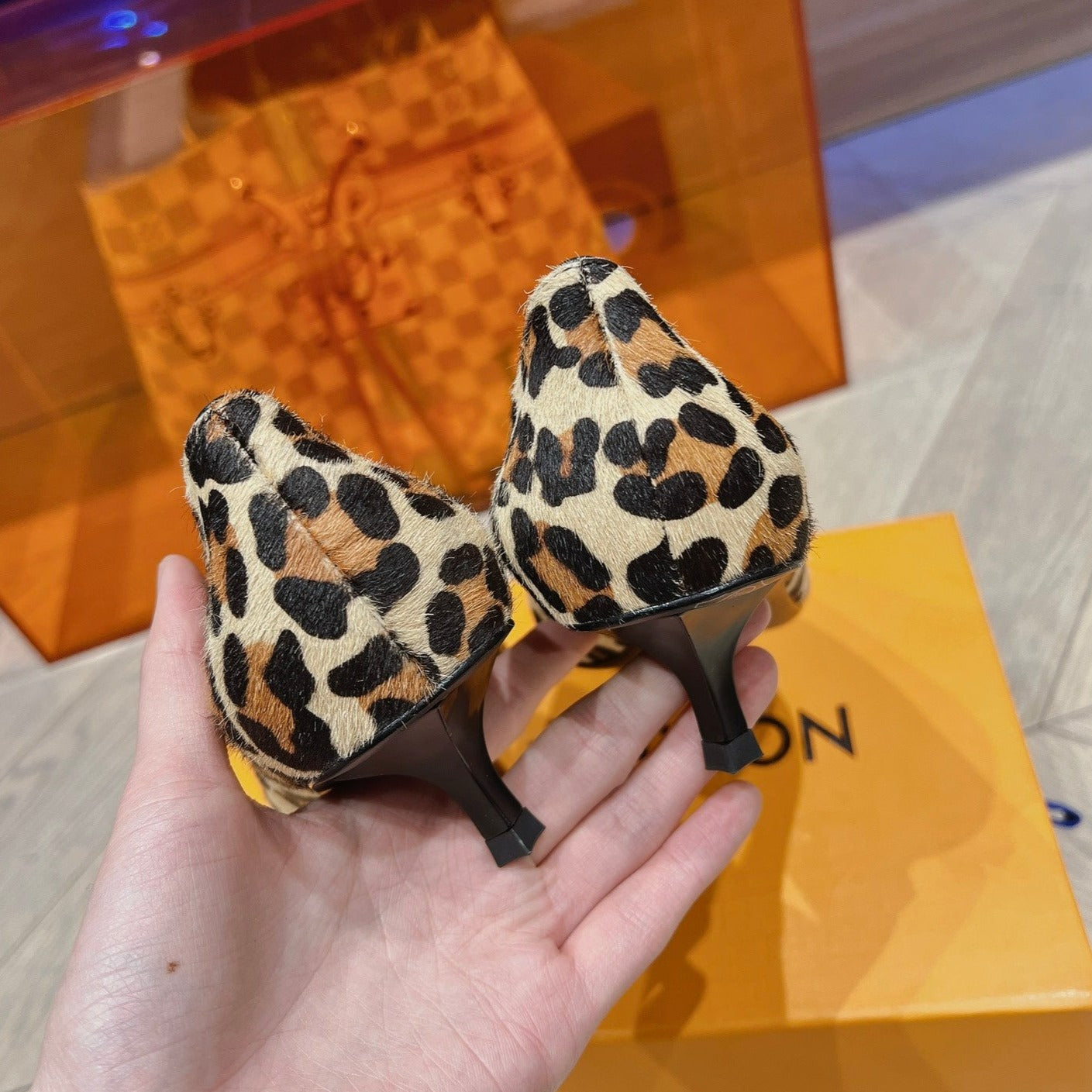 LOUIS VUITTON LV SINGLE LOW HEEL PUMP YELLOW LEOPARD