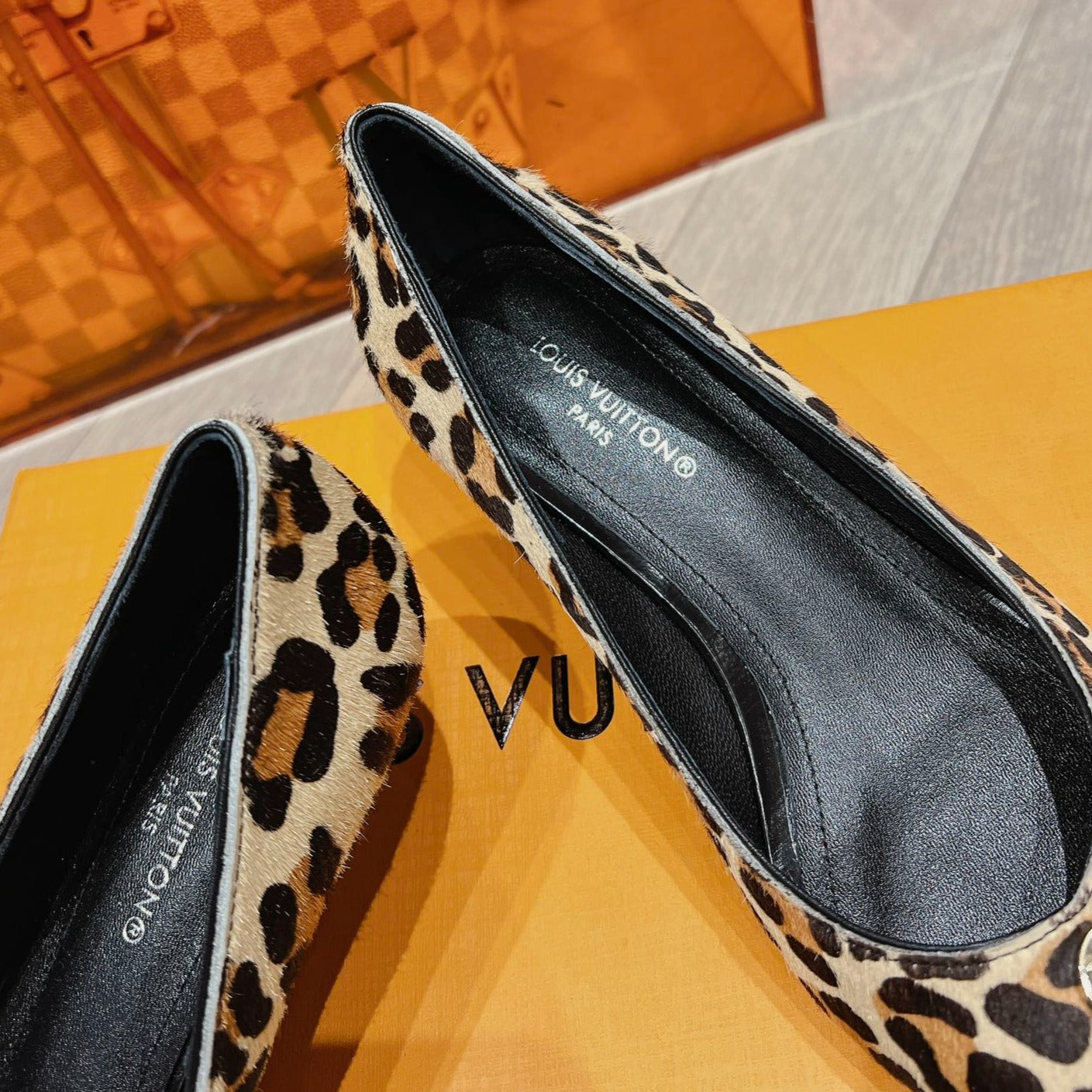 LOUIS VUITTON LV SINGLE LOW HEEL PUMP YELLOW LEOPARD