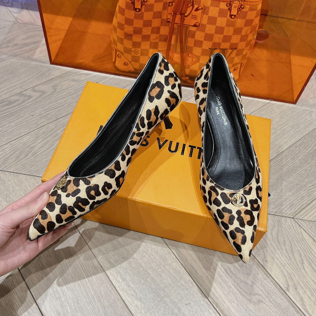 LOUIS VUITTON LV SINGLE LOW HEEL PUMP YELLOW LEOPARD
