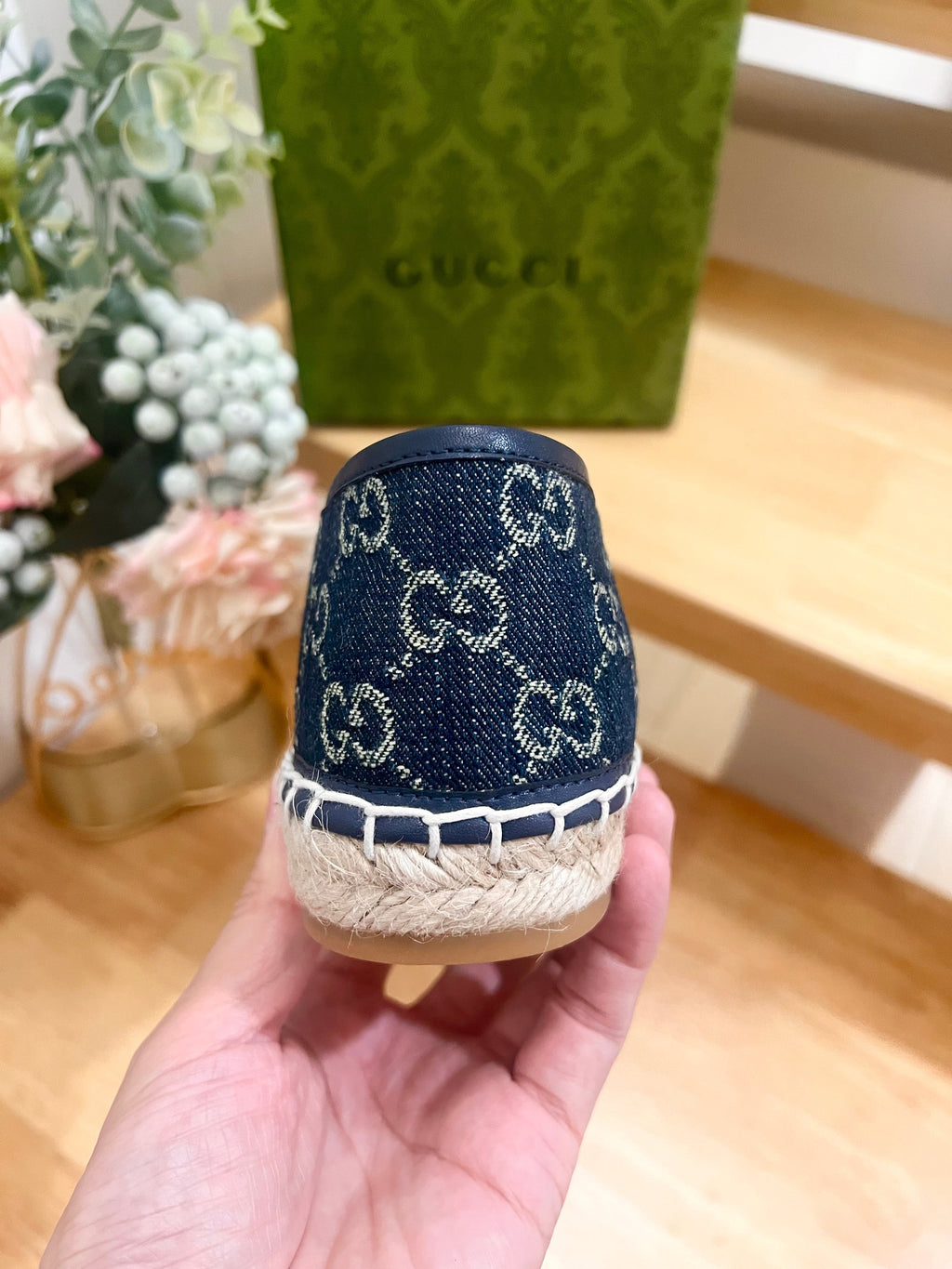 GUCCI WOMEN'S ESPADRILLE WITH HORSEBIT IN NAVY BLUE DENIM