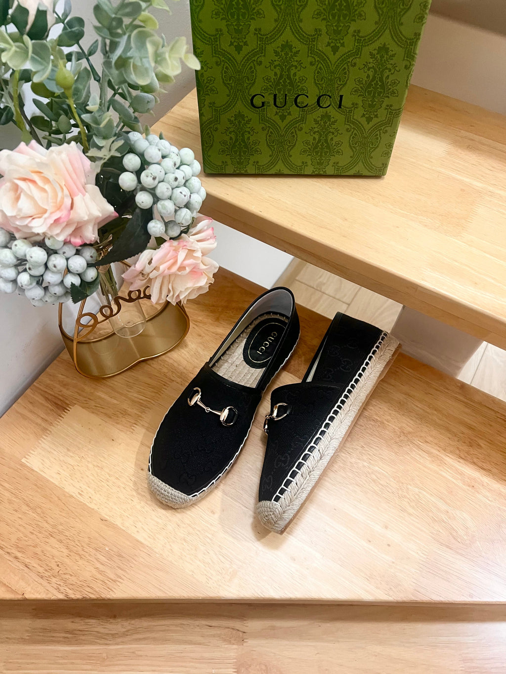 GUCCI WOMEN'S ESPADRILLE WITH HORSEBIT IN BLACK CANVAS