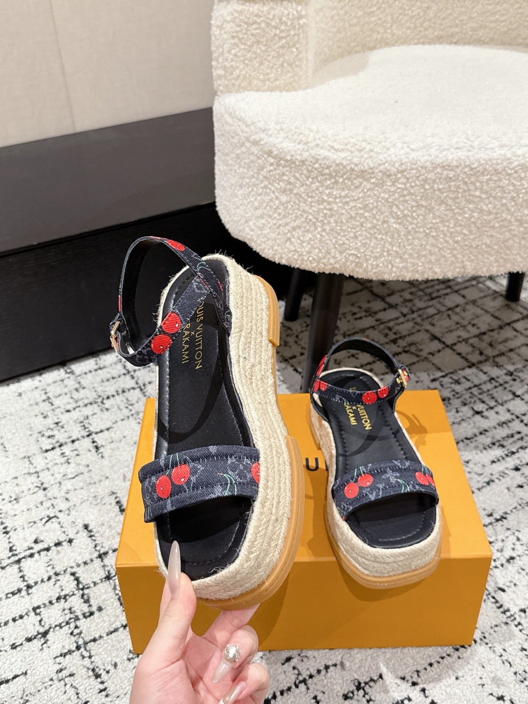 LOUIS VUITTON LV PLATFORM ESPADRILLE SANDALS 25S IN NAVY BLUE DENIM