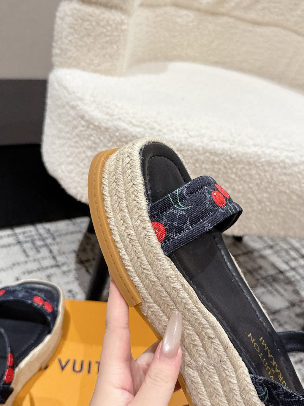 LOUIS VUITTON LV PLATFORM ESPADRILLE SANDALS 25S IN NAVY BLUE DENIM
