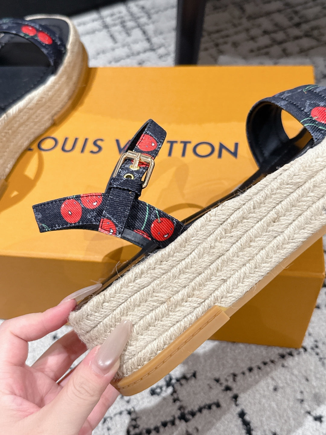 LOUIS VUITTON LV PLATFORM ESPADRILLE SANDALS 25S IN NAVY BLUE DENIM