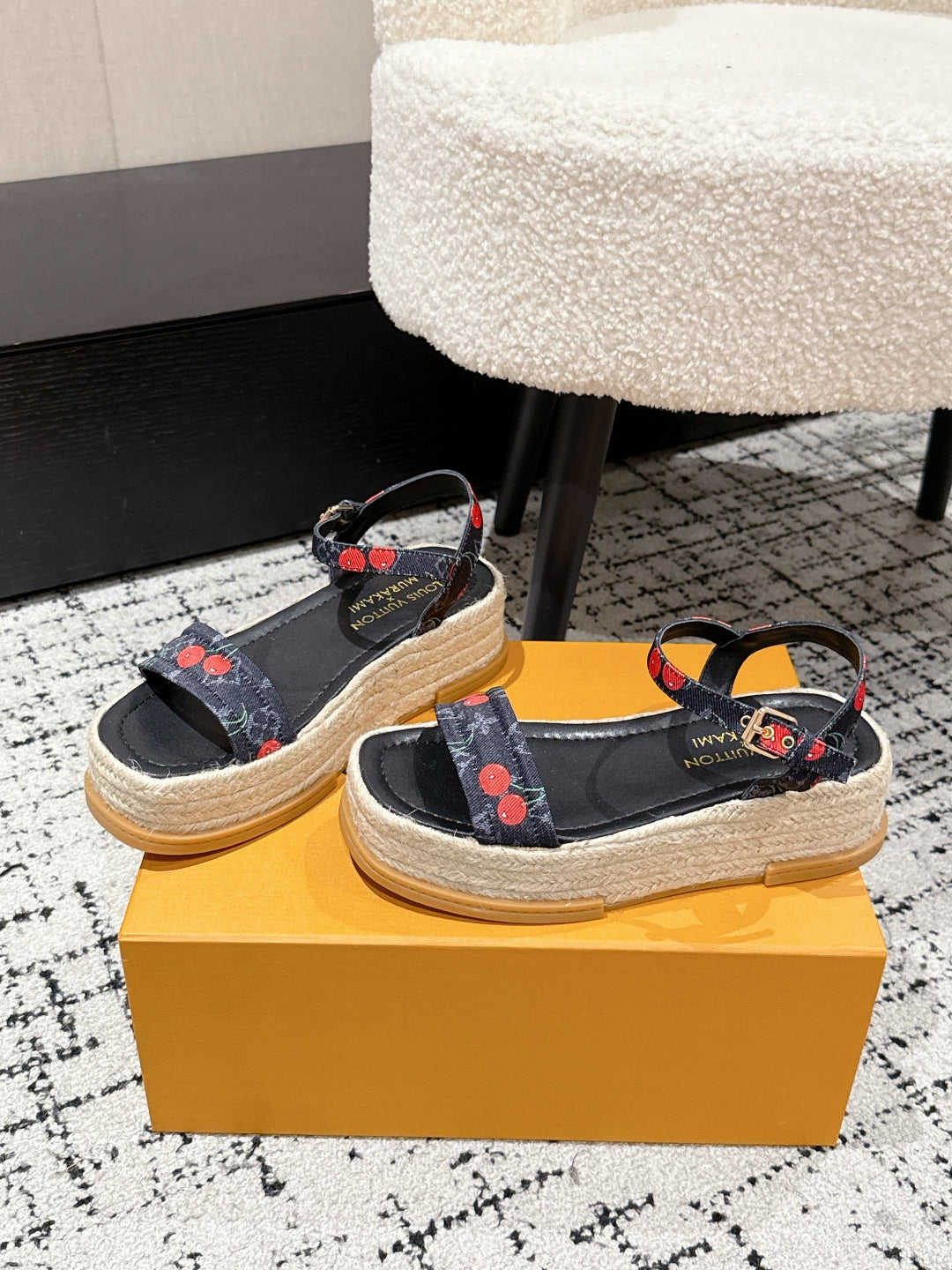 LOUIS VUITTON LV PLATFORM ESPADRILLE SANDALS 25S IN NAVY BLUE DENIM