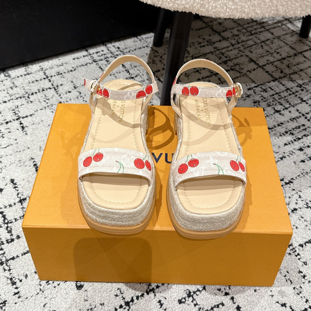 LOUIS VUITTON LV PLATFORM ESPADRILLE SANDALS 25S IN NUDE DENIM