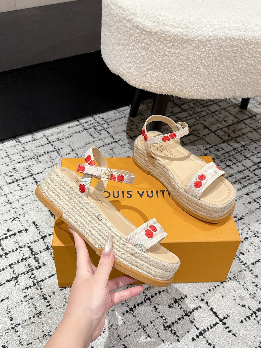LOUIS VUITTON LV PLATFORM ESPADRILLE SANDALS 25S IN NUDE DENIM