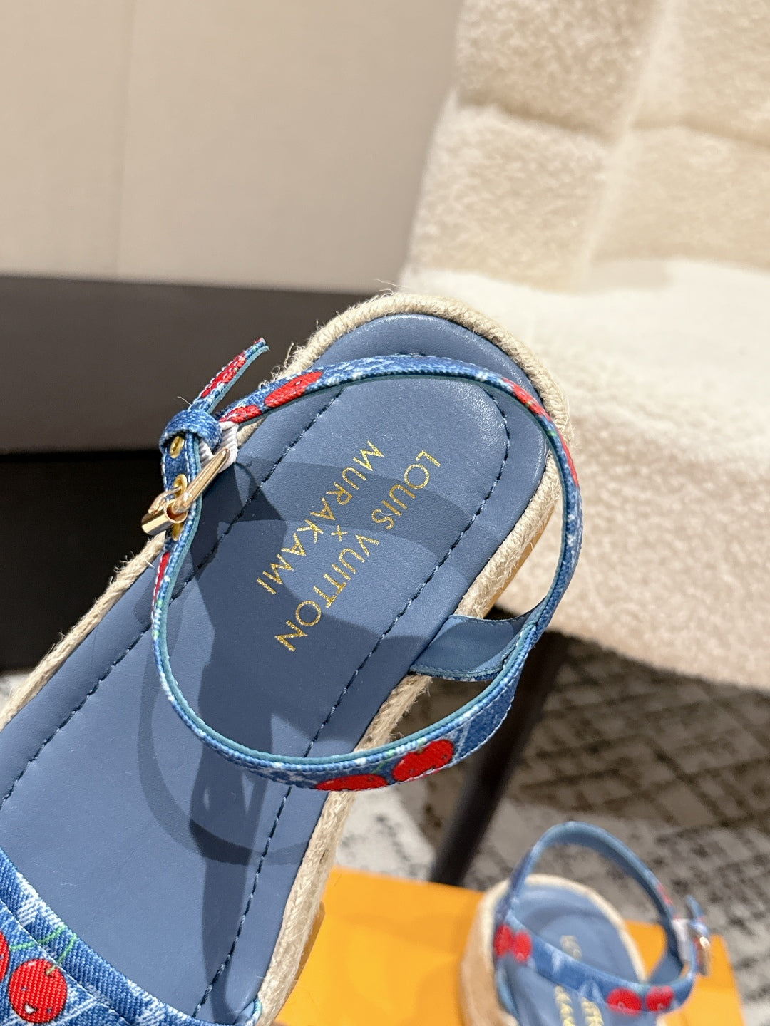 LOUIS VUITTON LV PLATFORM ESPADRILLE SANDALS 25S IN BLUE DENIM