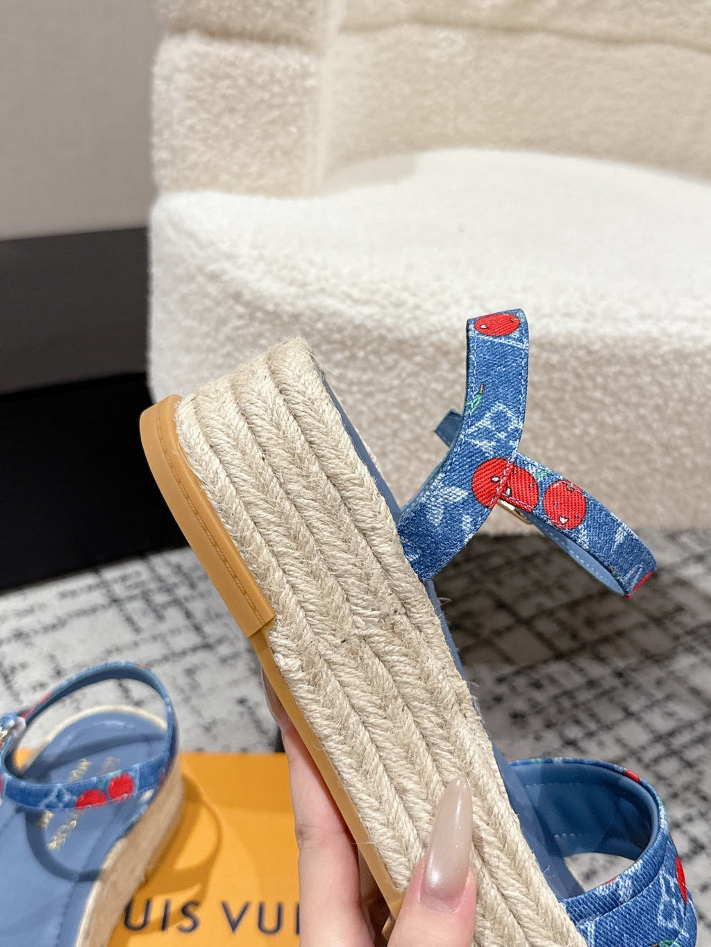 LOUIS VUITTON LV PLATFORM ESPADRILLE SANDALS 25S IN BLUE DENIM