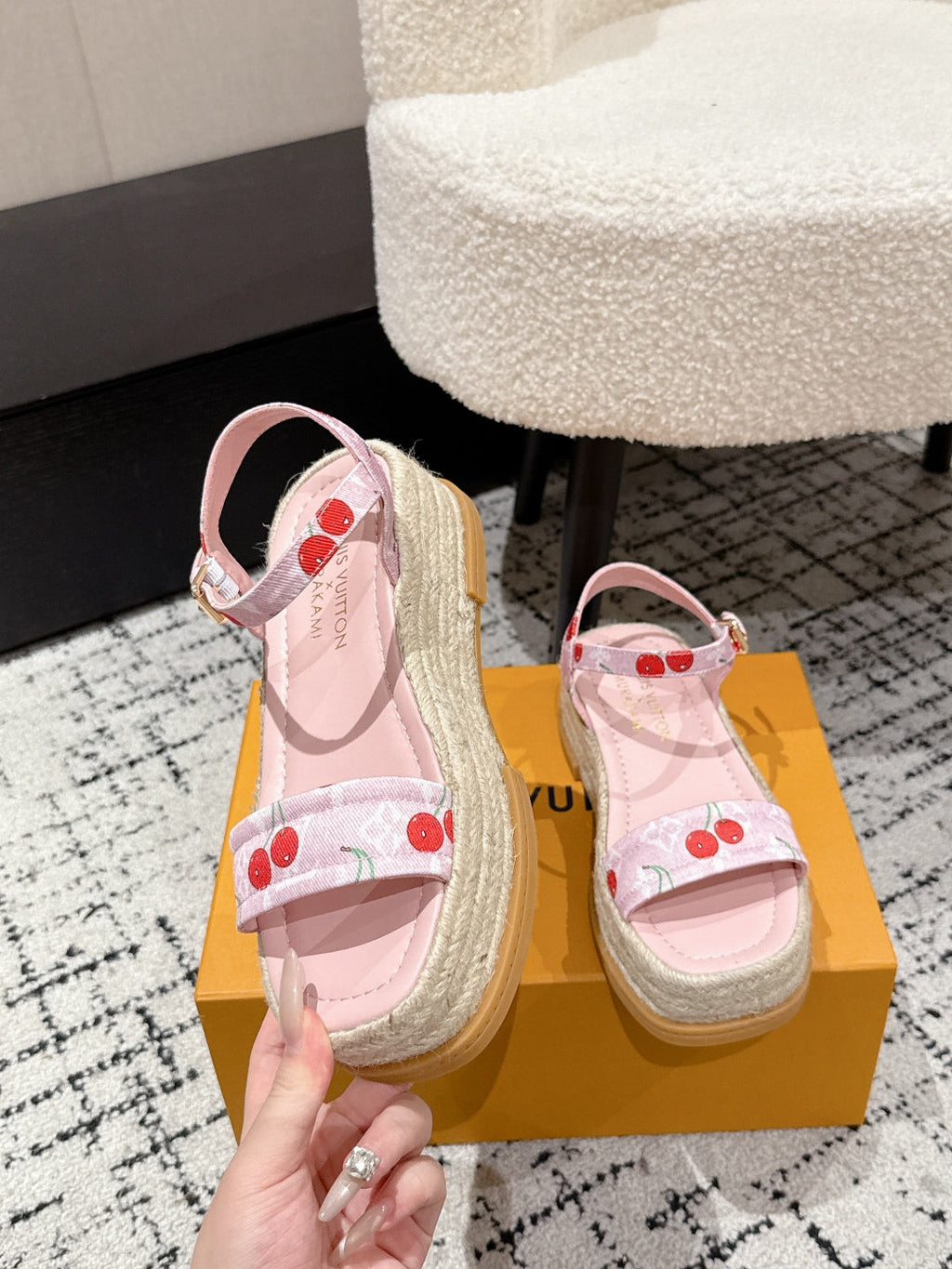 LOUIS VUITTON LV PLATFORM ESPADRILLE SANDALS 25S IN LIGHT PINK DENIM
