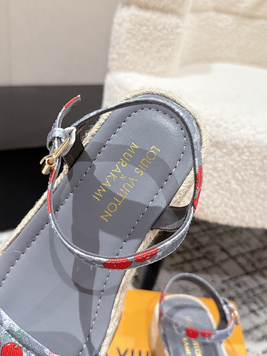 LOUIS VUITTON LV PLATFORM ESPADRILLE SANDALS 25S IN GREY DENIM