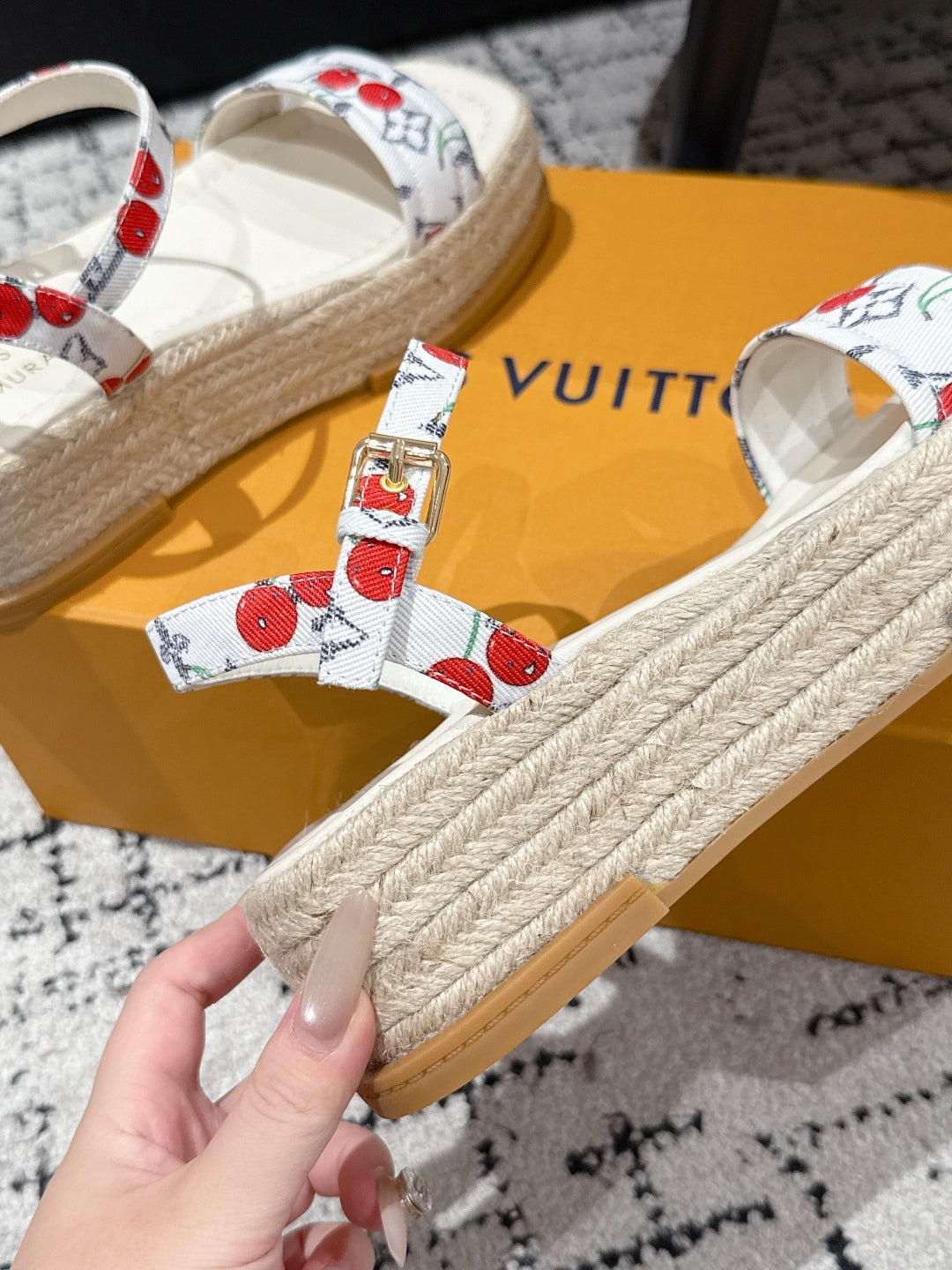 LOUIS VUITTON LV PLATFORM ESPADRILLE SANDALS 25S IN WHITE DENIM