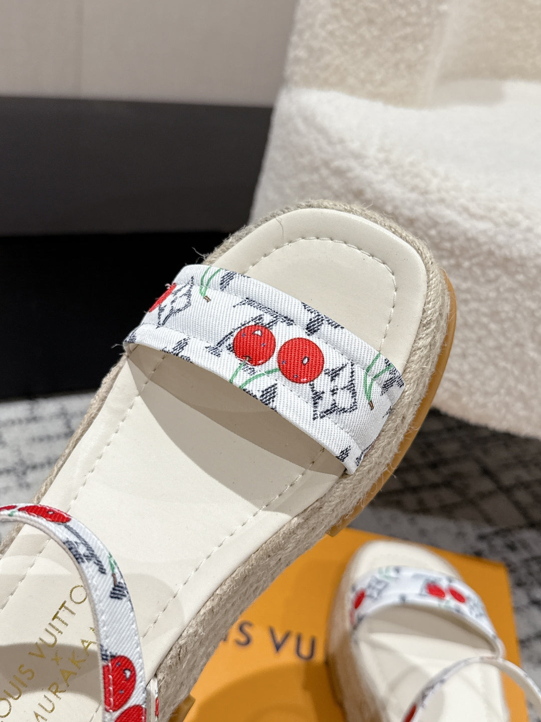 LOUIS VUITTON LV PLATFORM ESPADRILLE SANDALS 25S IN WHITE DENIM