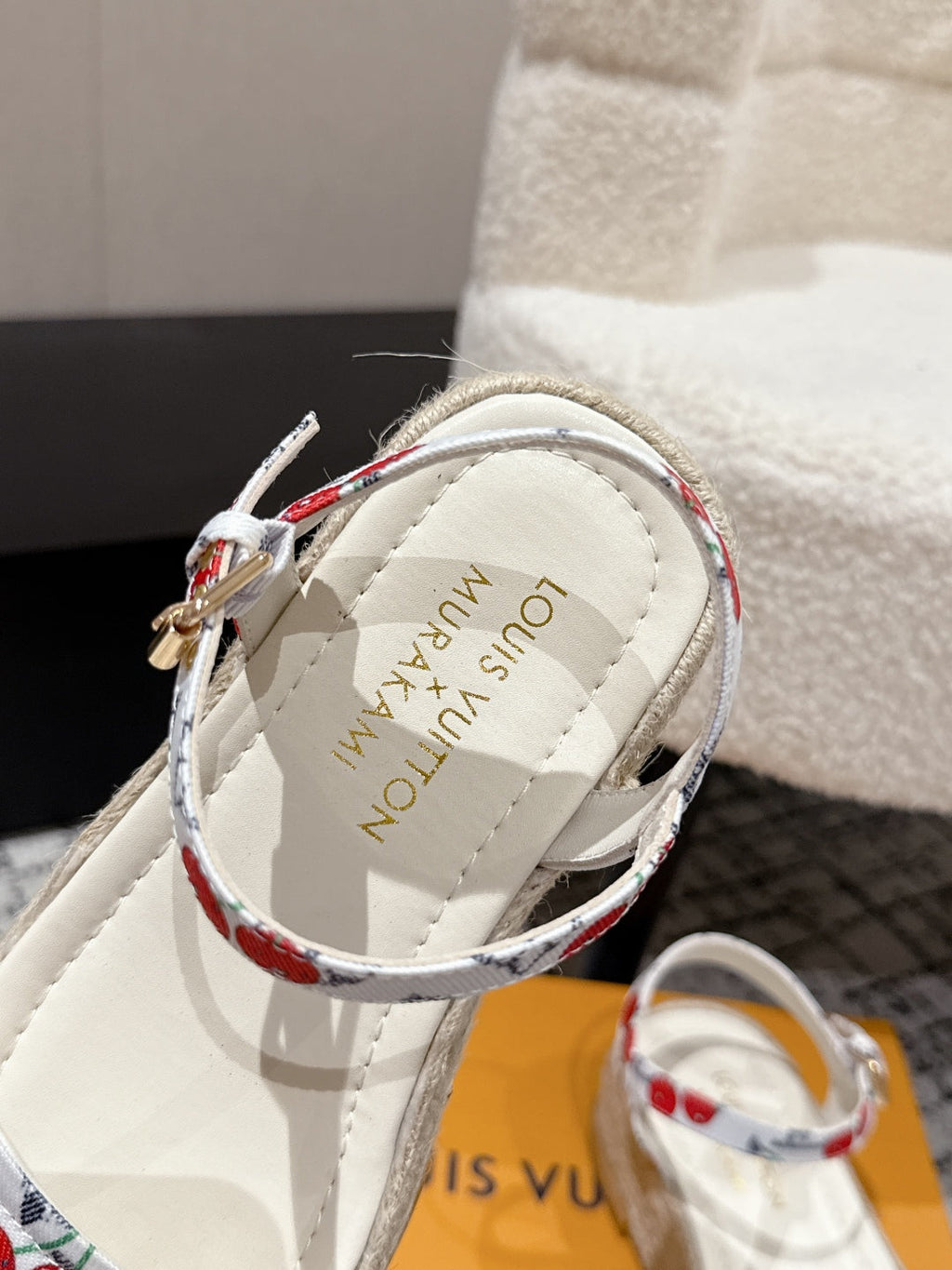 LOUIS VUITTON LV PLATFORM ESPADRILLE SANDALS 25S IN WHITE DENIM