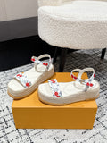 LOUIS VUITTON LV PLATFORM ESPADRILLE SANDALS 25S IN WHITE DENIM