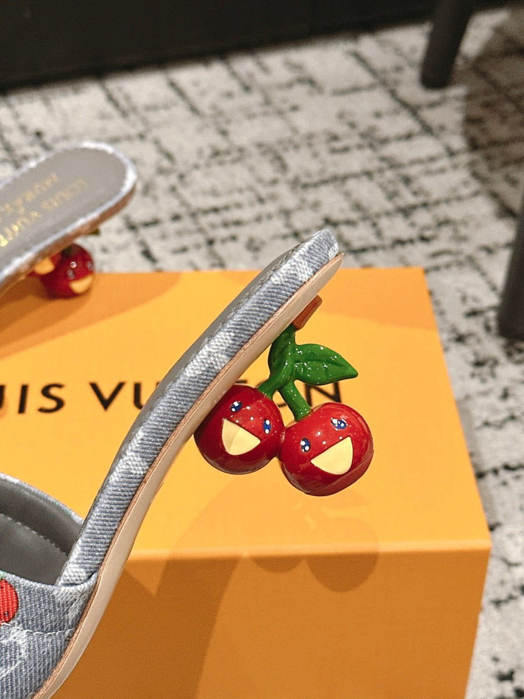 LOUIS VUITTON LV CHERRY HIGH HEELS 25S 55 MM IN GREY DENIM STYLE 7