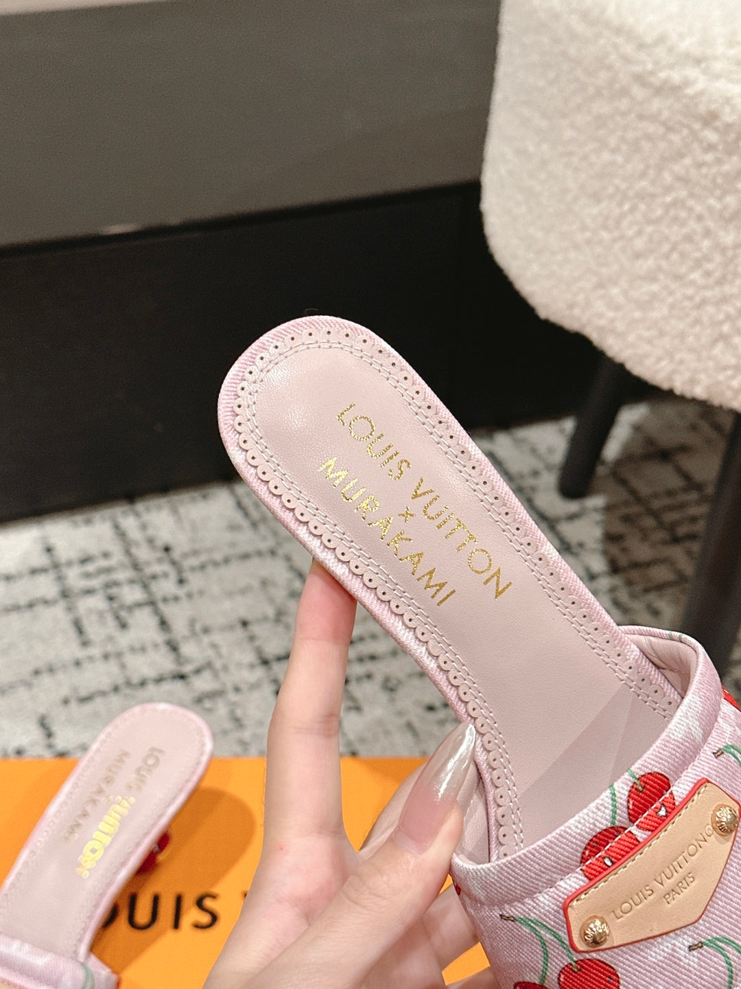 LOUIS VUITTON LV CHERRY HIGH HEELS 25S 55 MM IN LIGHT PINK DENIM STYLE 8
