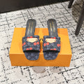 LOUIS VUITTON LV CHERRY HIGH HEELS 25S 55 MM IN CHARCOAL BLACK DENIM STYLE 10