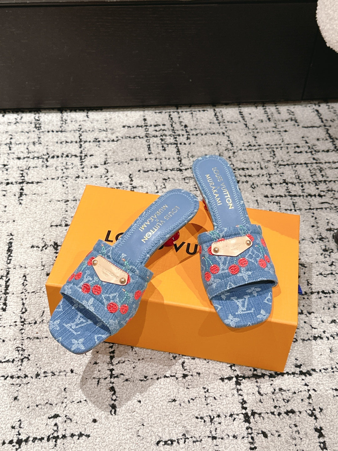 LOUIS VUITTON LV CHERRY HIGH HEELS 25S 55 MM IN BLUE DENIM STYLE 6