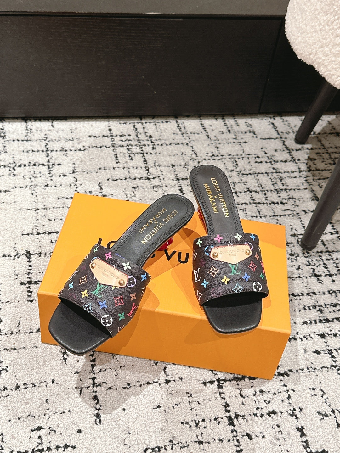 LOUIS VUITTON LV CHERRY HIGH HEELS 25S 55 MM IN BLACK CALFSKIN STYLE 14