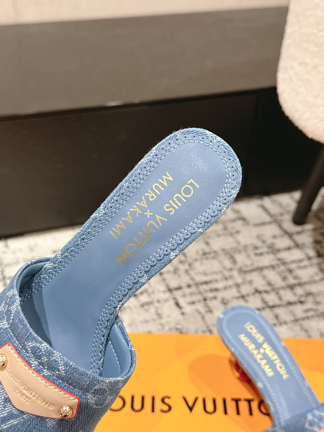 LOUIS VUITTON LV CHERRY HIGH HEELS 25S 55 MM IN BLUE DENIM STYLE 5