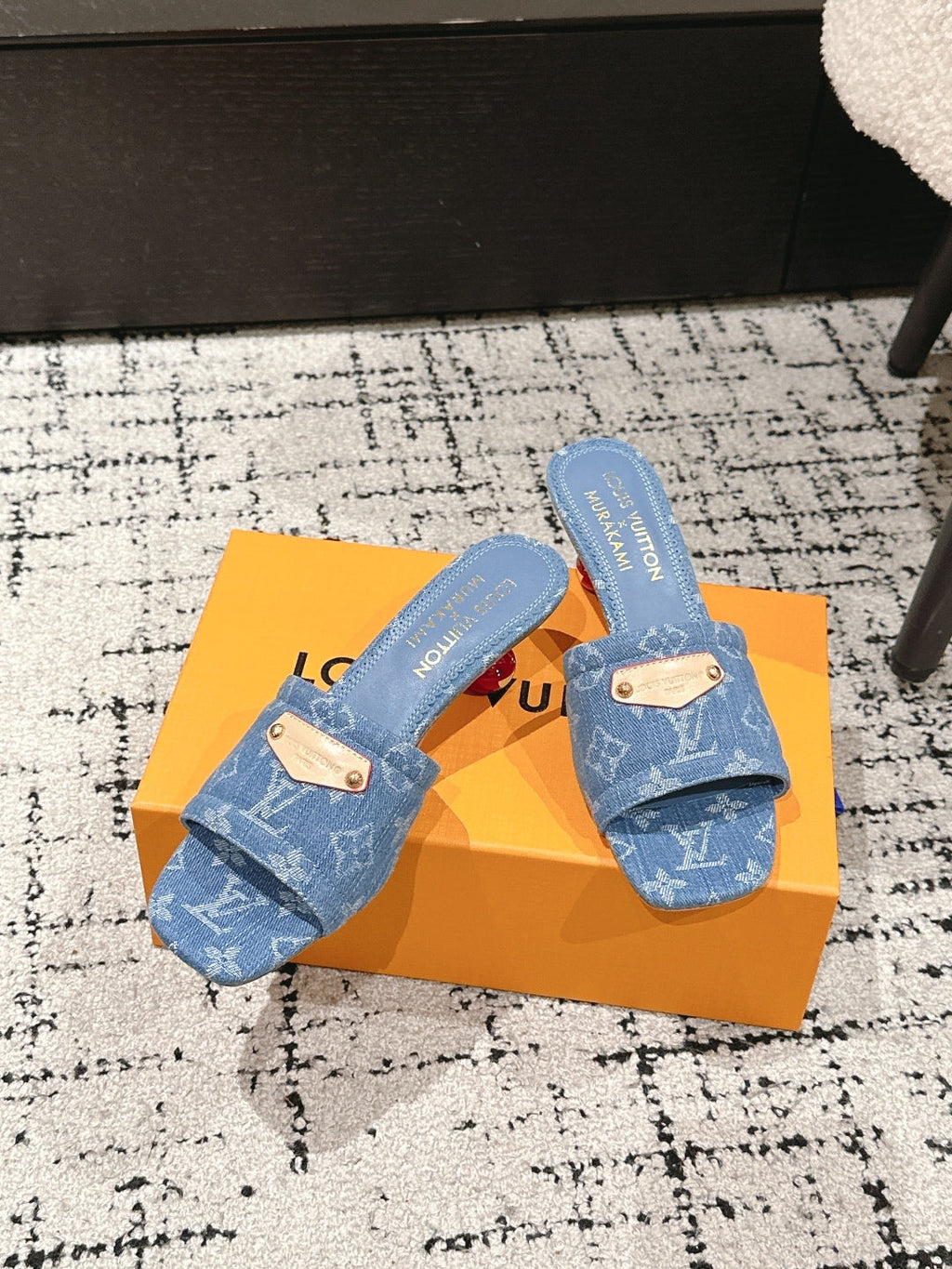 LOUIS VUITTON LV CHERRY HIGH HEELS 25S 55 MM IN BLUE DENIM STYLE 5