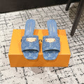 LOUIS VUITTON LV CHERRY HIGH HEELS 25S 55 MM IN BLUE DENIM STYLE 5