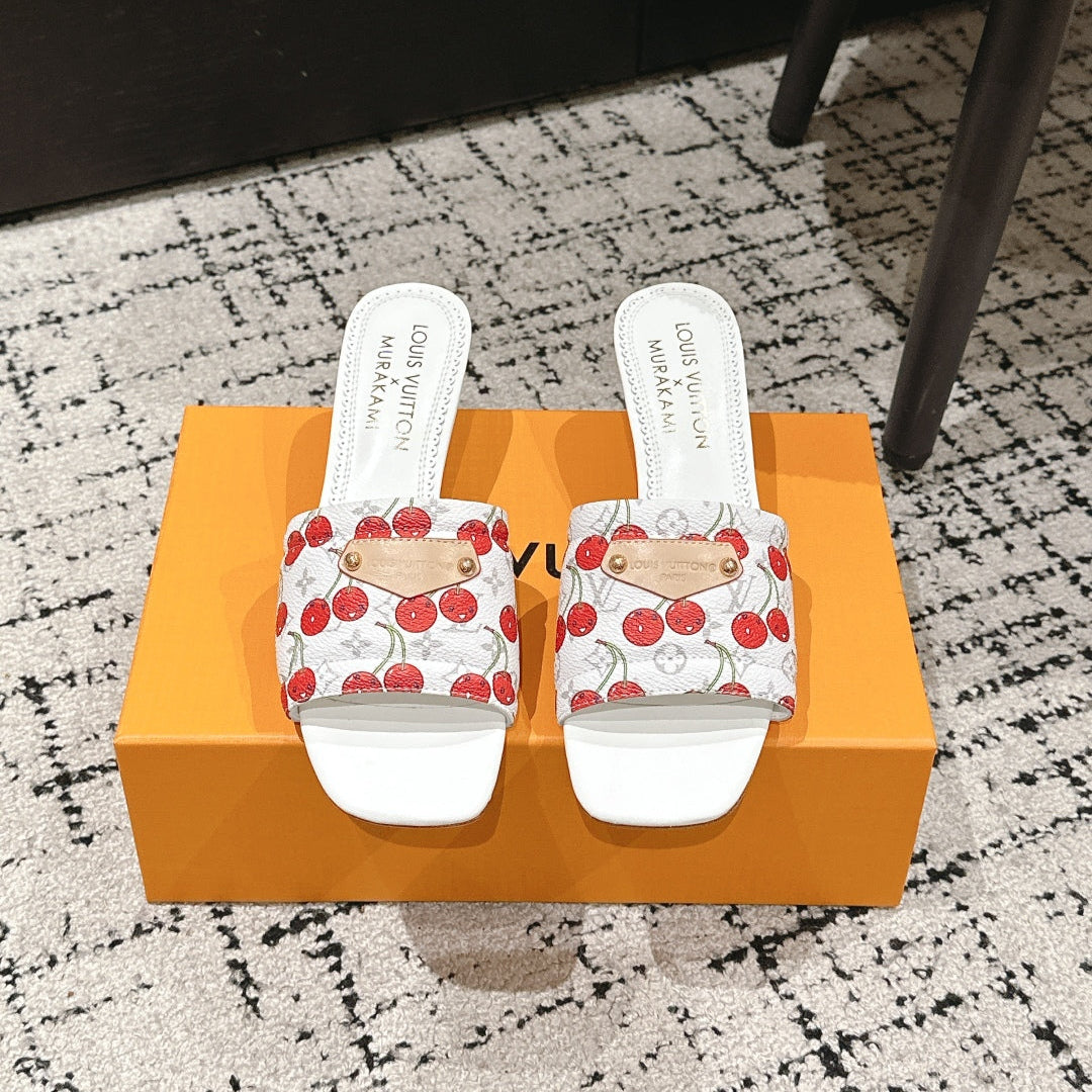 LOUIS VUITTON LV CHERRY HIGH HEELS 25S 55 MM IN WHITE CALFSKIN STYLE 11