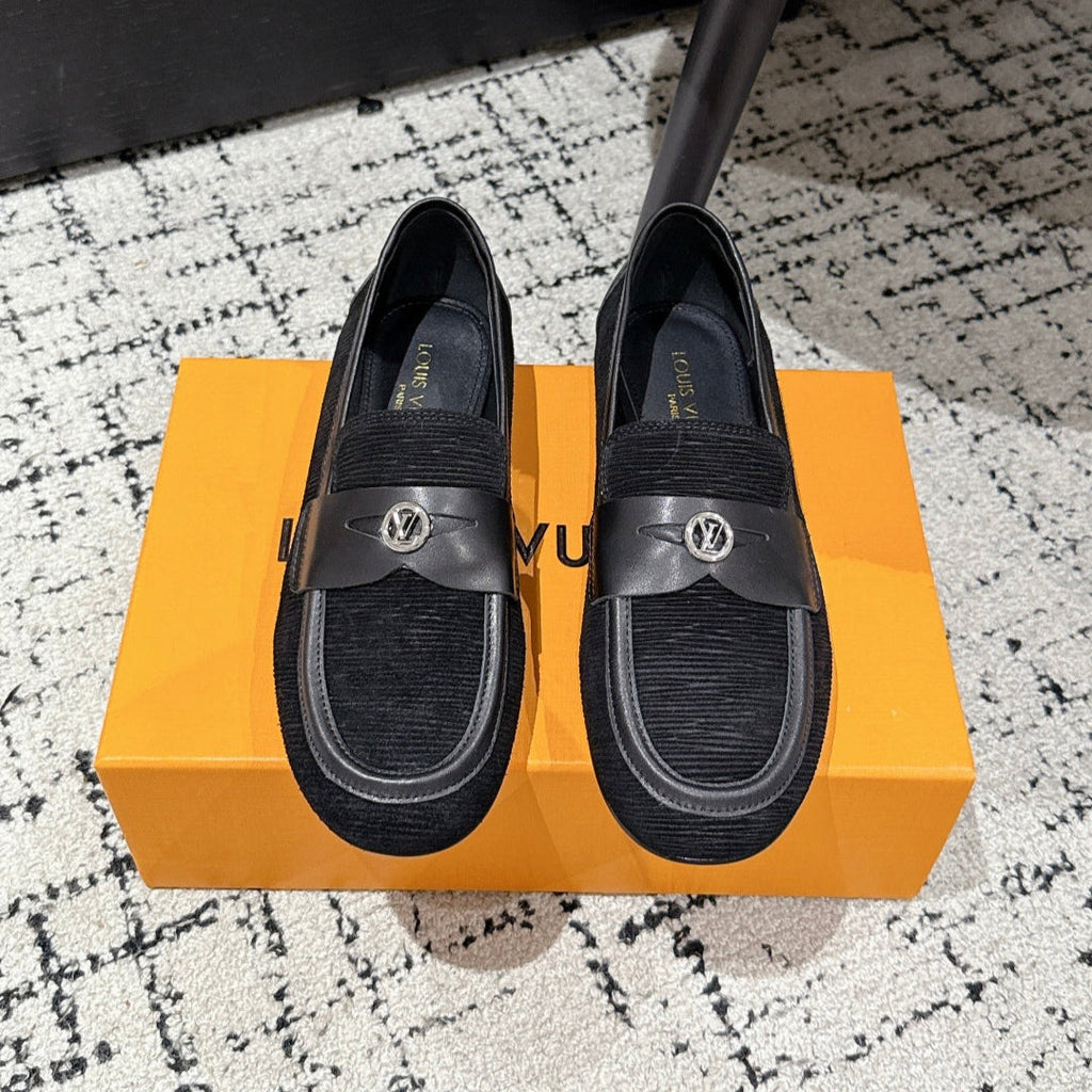 LOUIS VUITTON LV LOAFER 25S IN BLACK SUEDE AND CALFSKIN