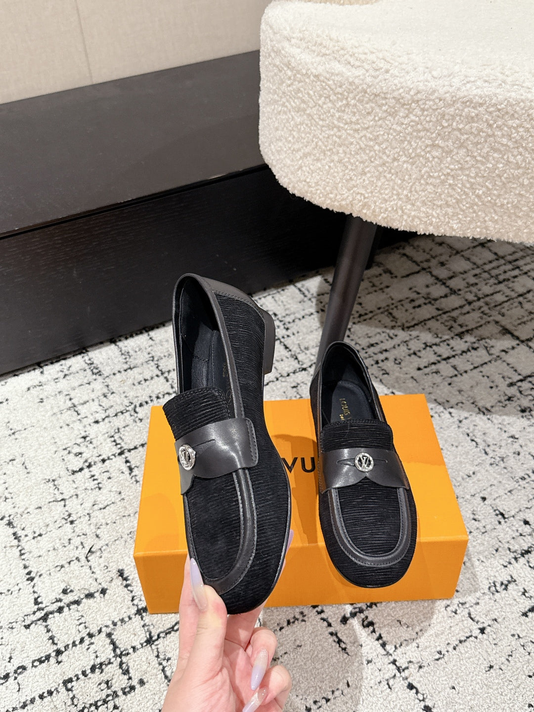 LOUIS VUITTON LV LOAFER 25S IN BLACK SUEDE AND CALFSKIN