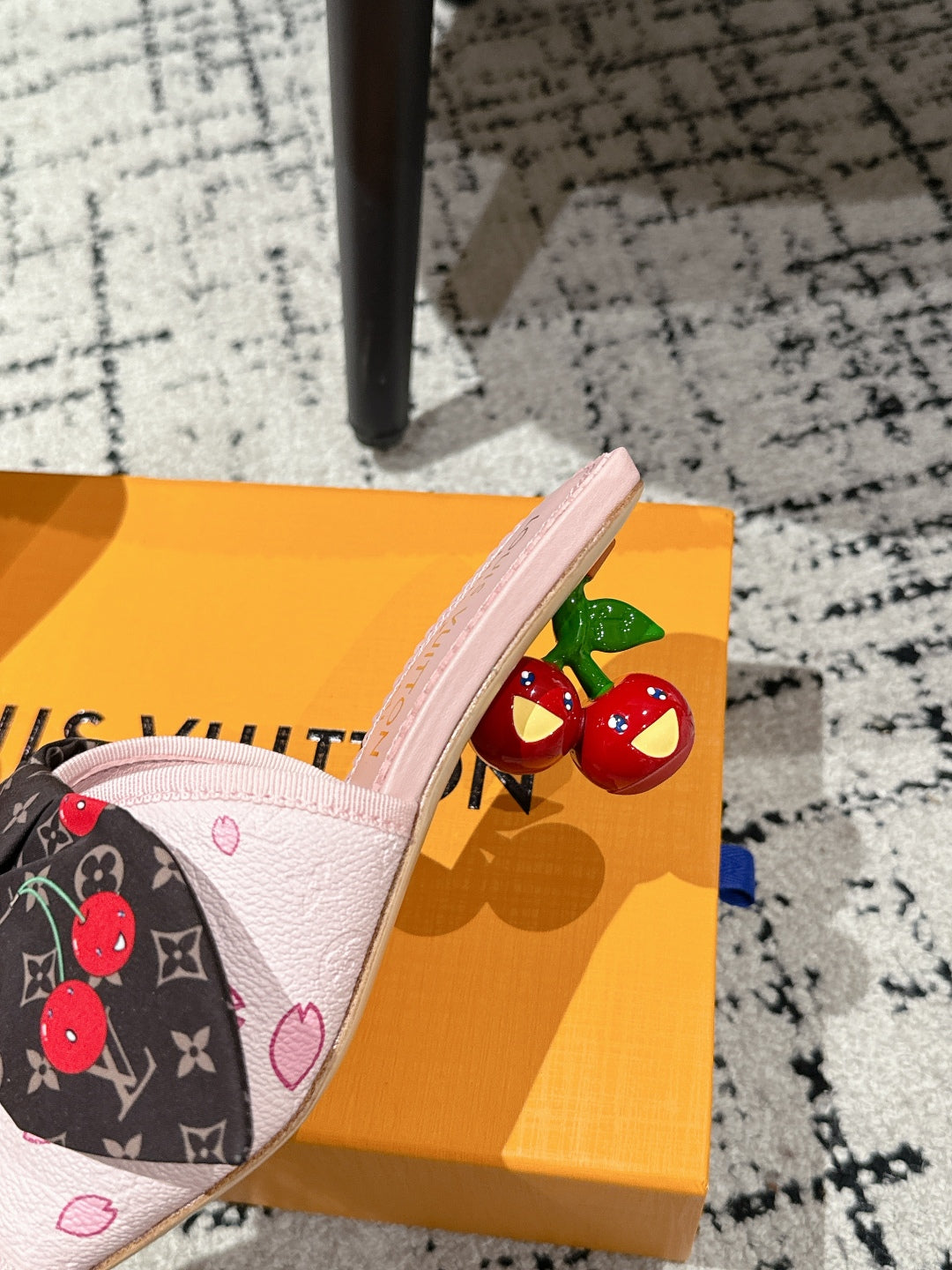 LOUIS VUITTON LV CHERRY HIGH HEELS 25S IN PINK CALFSKIN WITH BOW STYLE 17