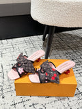 LOUIS VUITTON LV CHERRY HIGH HEELS 25S IN DARK BROWN AND PINK CALFSKIN WITH BOW STYLE 16
