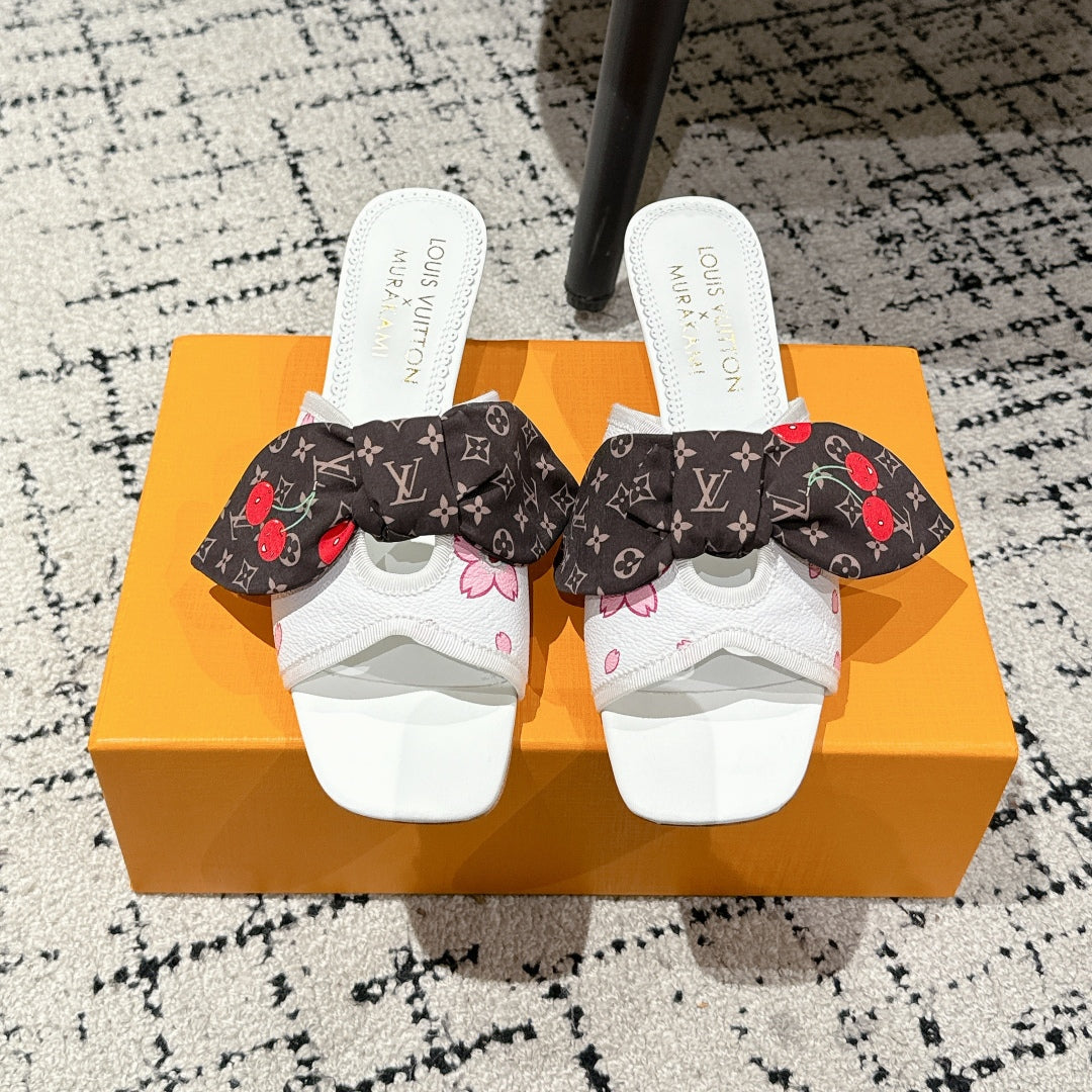 LOUIS VUITTON LV CHERRY HIGH HEELS 25S IN WHITE CALFSKIN WITH BOW STYLE 15