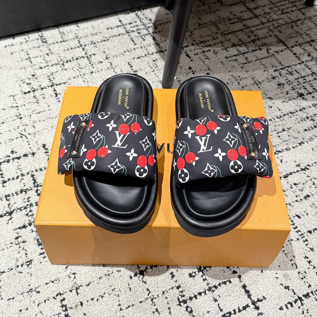 LOUIS VUITTON LV MIAMI-STYLE SANDALS 25S IN BLACK FABRIC AND CALFSKIN