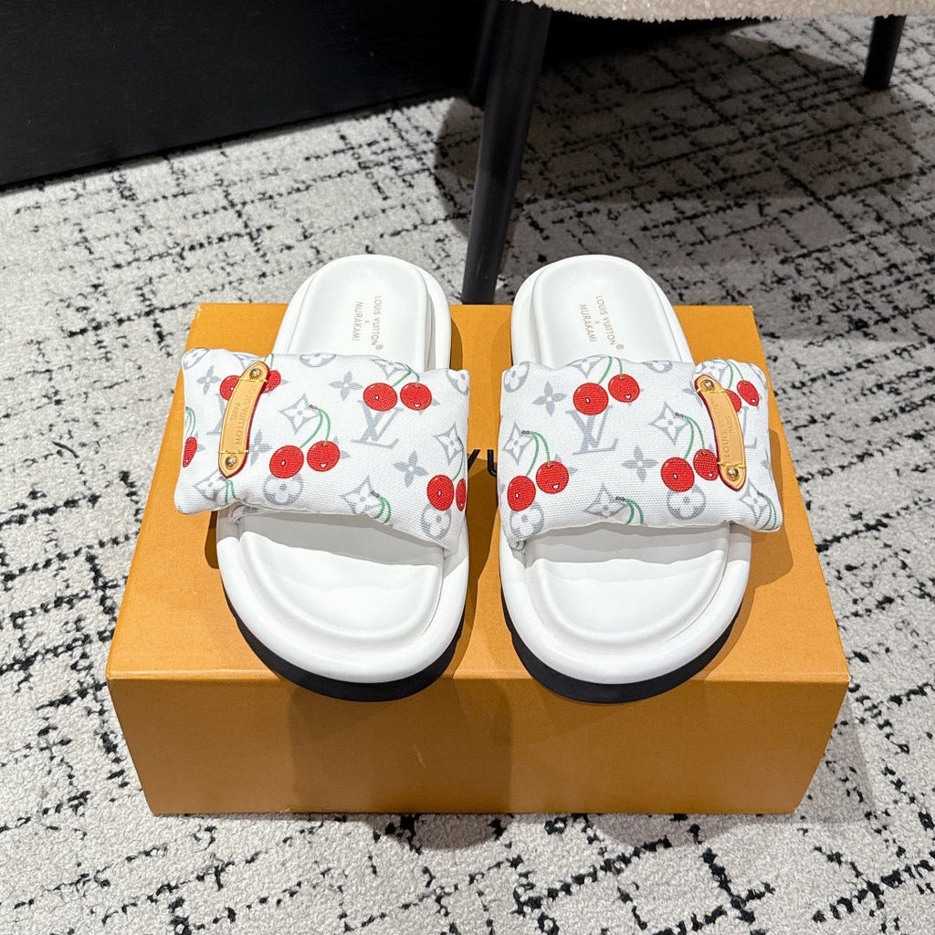 LOUIS VUITTON LV MIAMI-STYLE SANDALS 25S IN WHITE FABRIC AND CALFSKIN