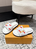 LOUIS VUITTON LV MIAMI-STYLE SANDALS 25S IN WHITE FABRIC AND CALFSKIN