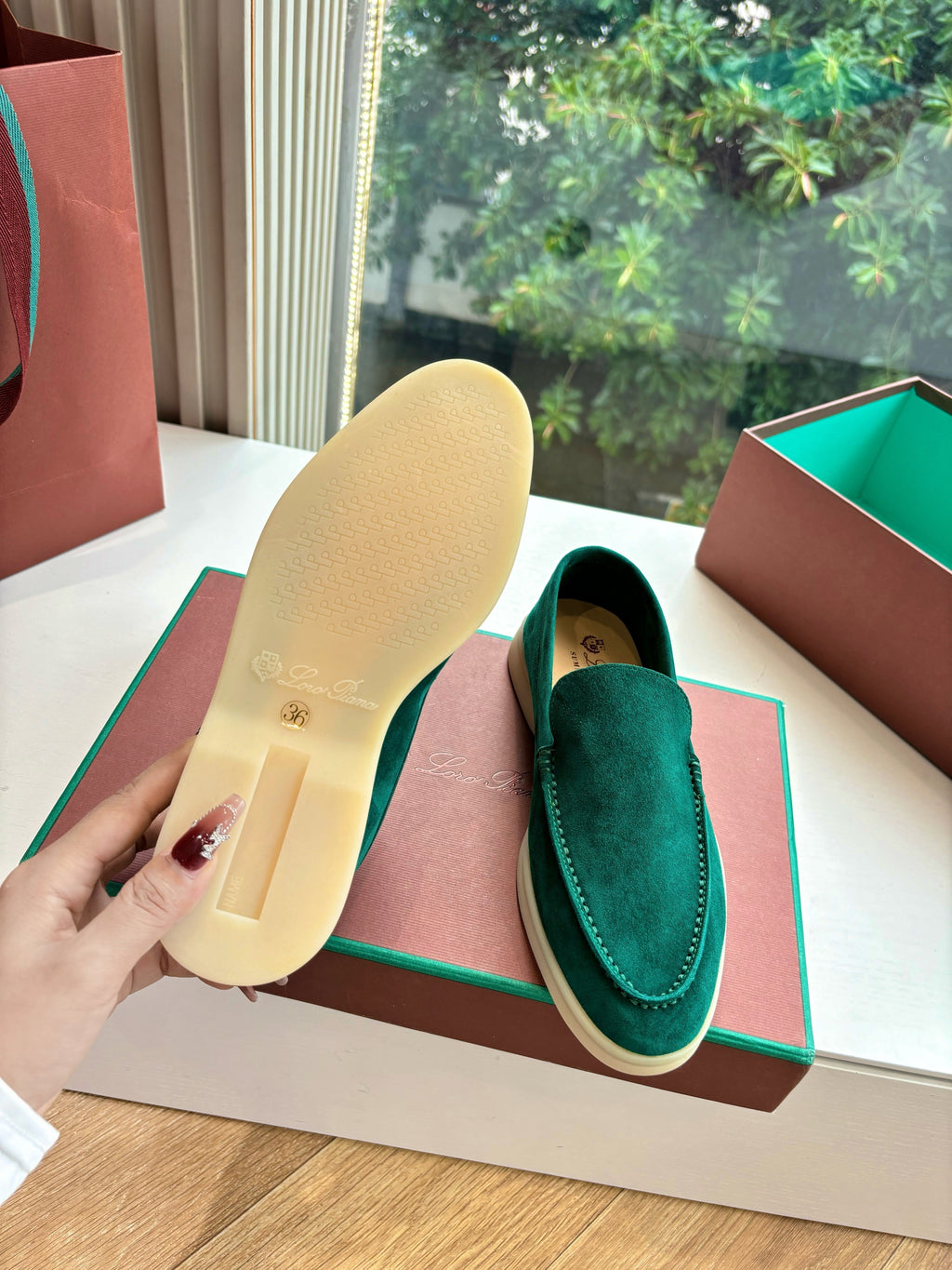LP LOAFERS 25S IN TEAL GREEN CASHMERE