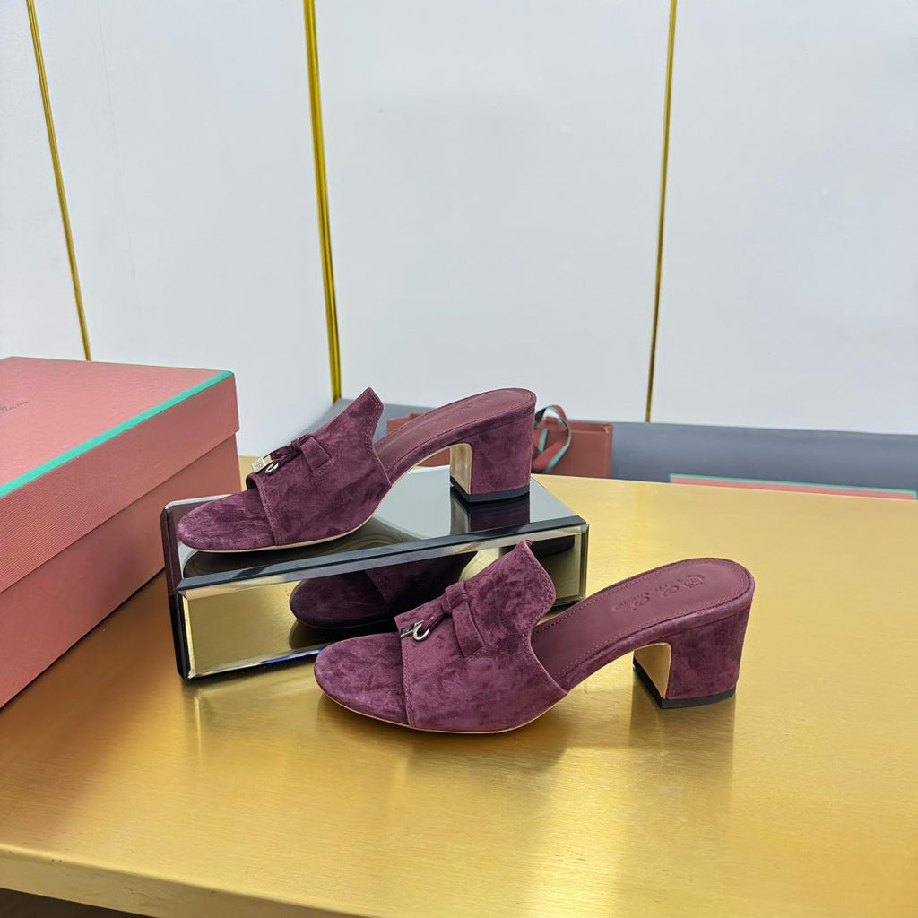 LP BLOCK HEEL SANDALS 25S IN WINE PURPLE SUEDE