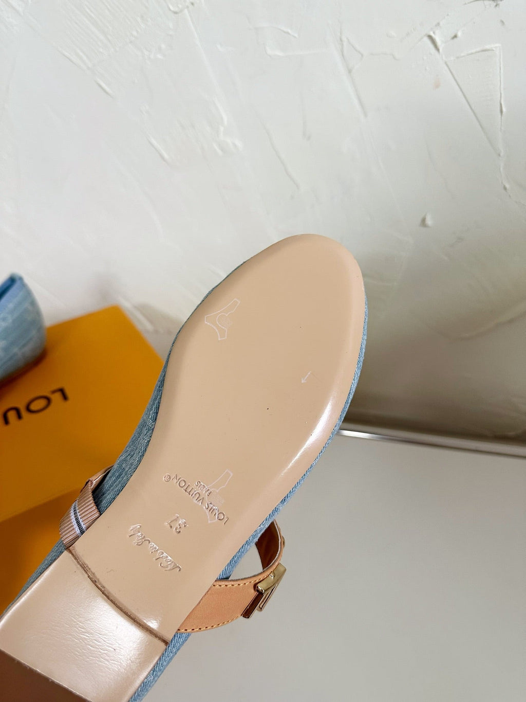 LOUIS VUITTON ROMY FLAT BALLERINA IN LIGHT BLUE MONOGRAM DENIM