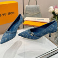 LOUIS VUITTON 6AM HIGH HEELS 55 MM IN CLASSIC BLUE MONOGRAM DENIM