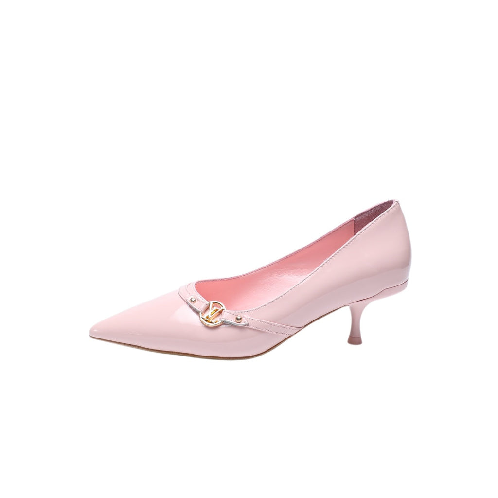 LOUIS VUITTON 6AM HIGH HEELS 55 MM IN LIGHT PINK PATENT LAMBSKIN
